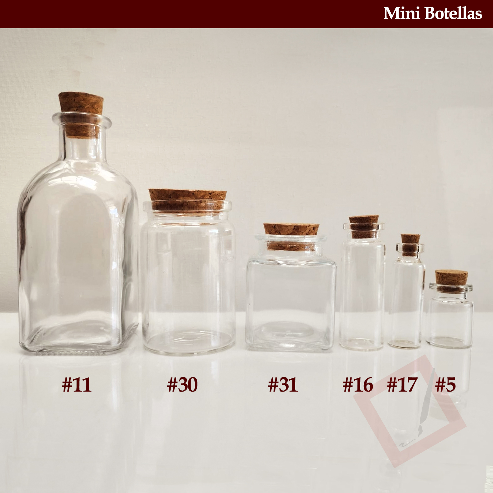 Frascos y Botellas de Vidrio - Ecuador - Botellas pequeñas con corcho