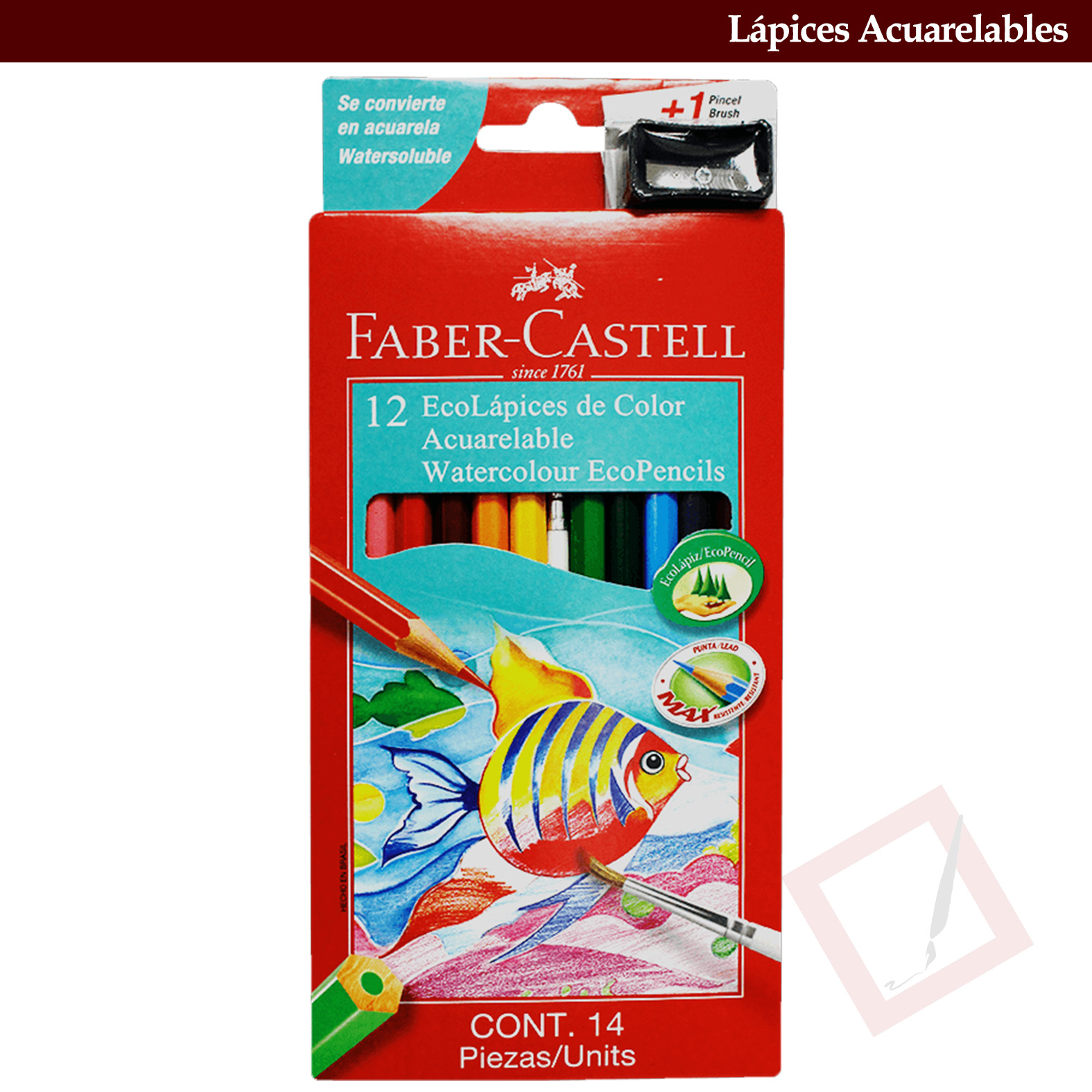 Lápices de Colores Acuarelables Faber Castell 12 piezas