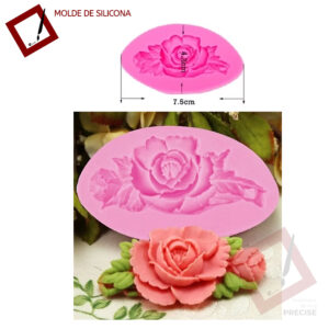 Molde Silicona Rosa con hojas